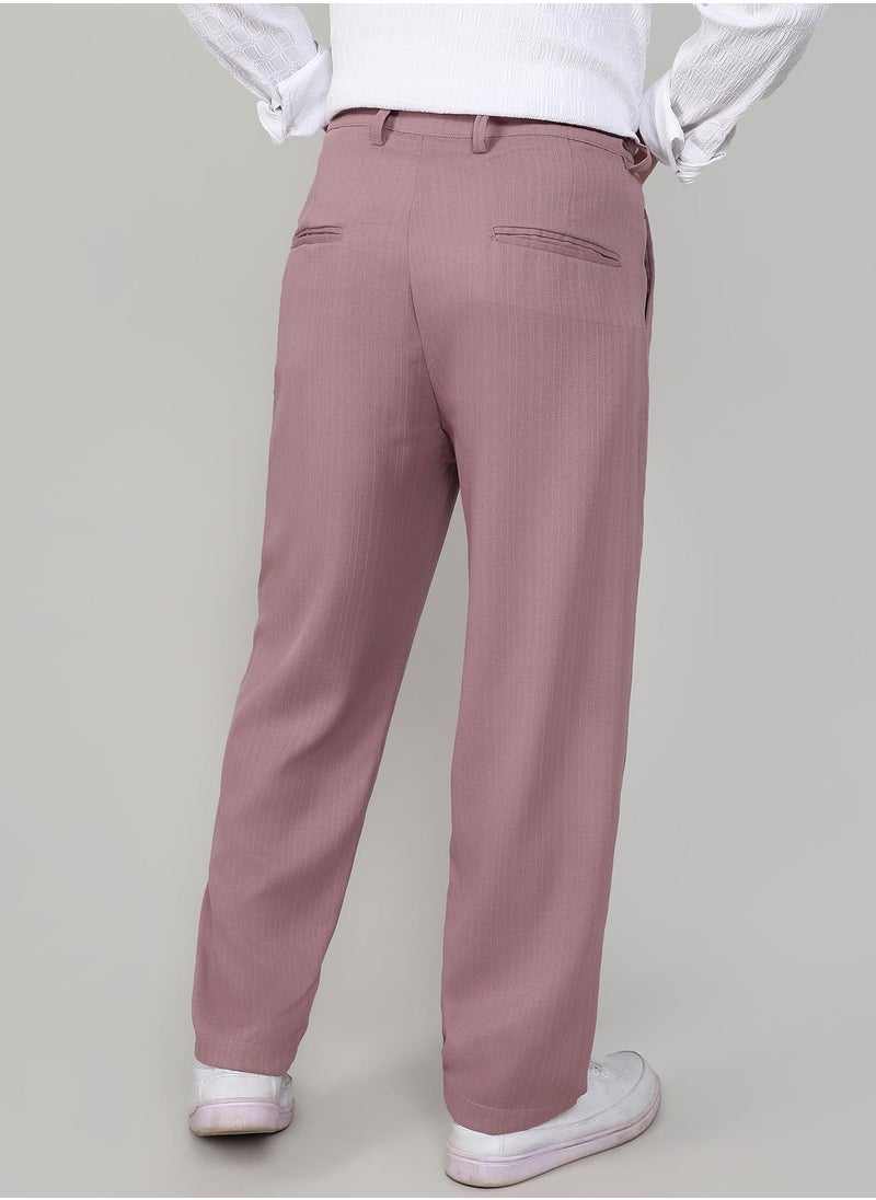 Men's Mauve Pink Tailored Linen-Blend Trousers