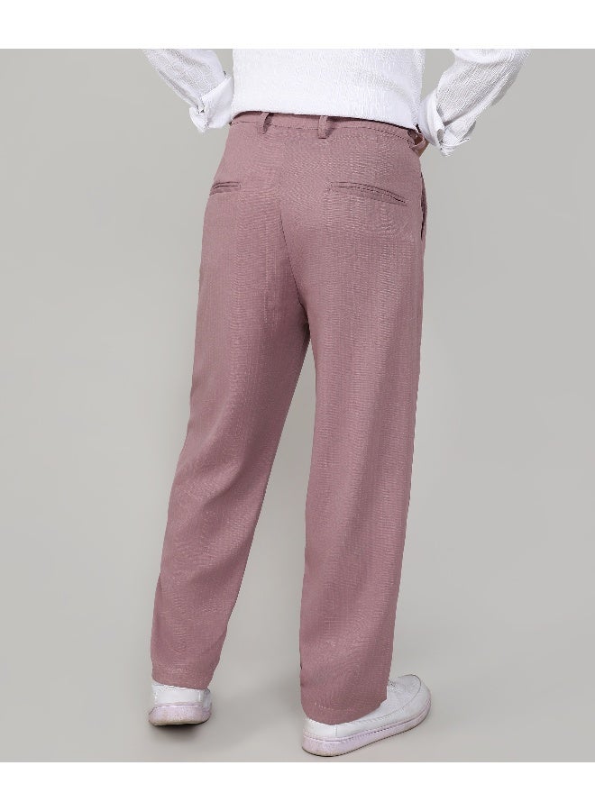 Men's Mauve Pink Tailored Linen-Blend Trousers