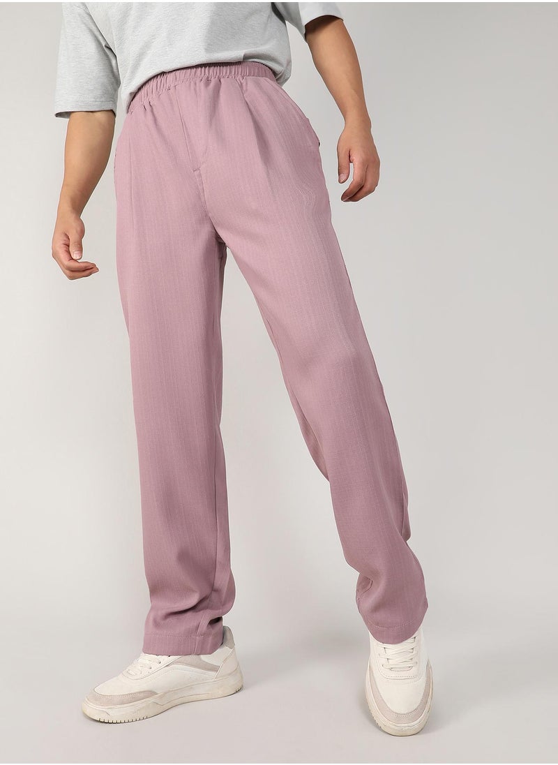 Men's Blush Pink Tailored Linen-Blend Trousers