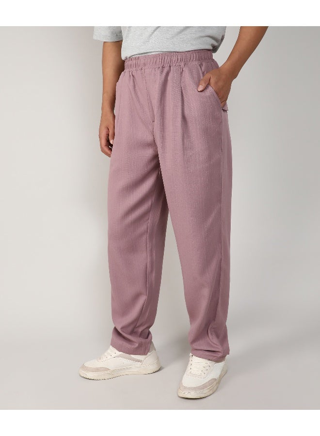 Men's Blush Pink Tailored Linen-Blend Trousers