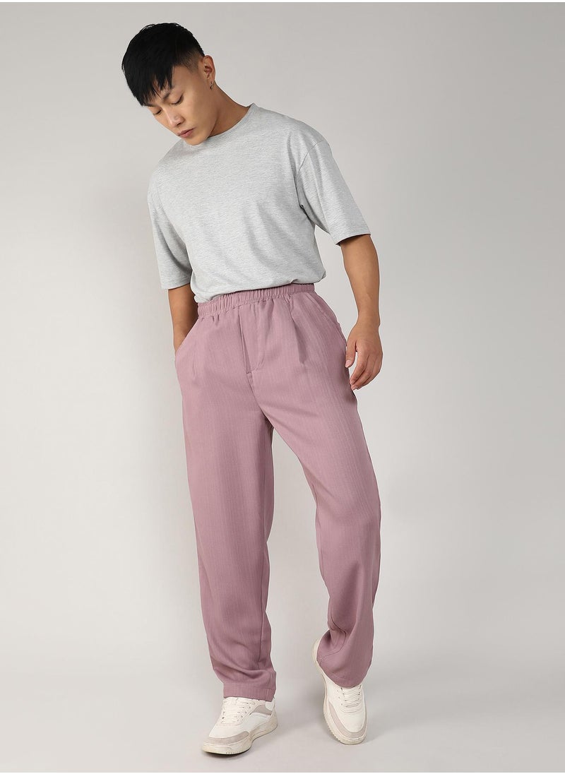 Men's Blush Pink Tailored Linen-Blend Trousers