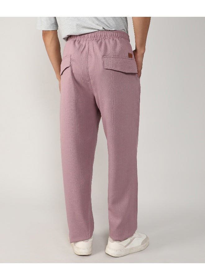 Men's Blush Pink Tailored Linen-Blend Trousers