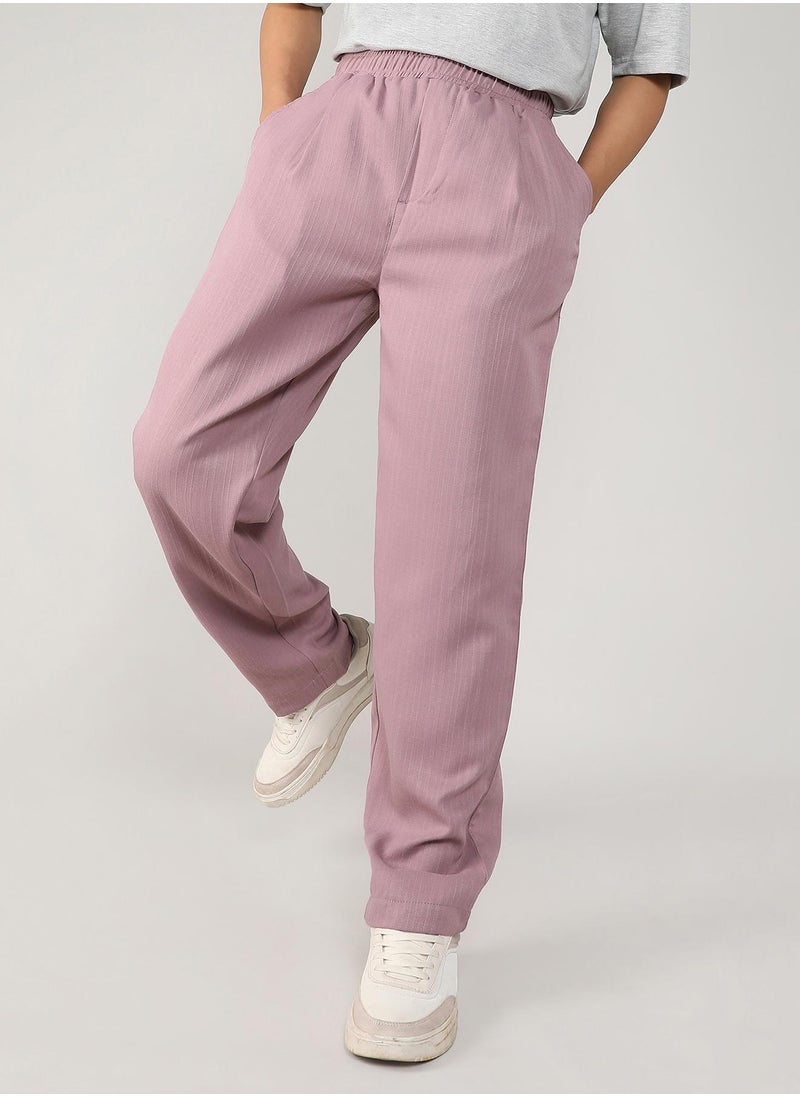 Men's Blush Pink Tailored Linen-Blend Trousers