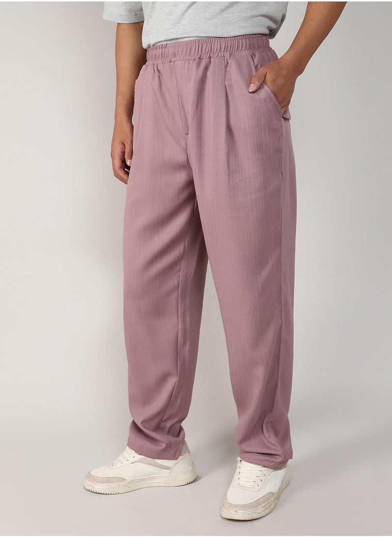 Men's Blush Pink Tailored Linen-Blend Trousers