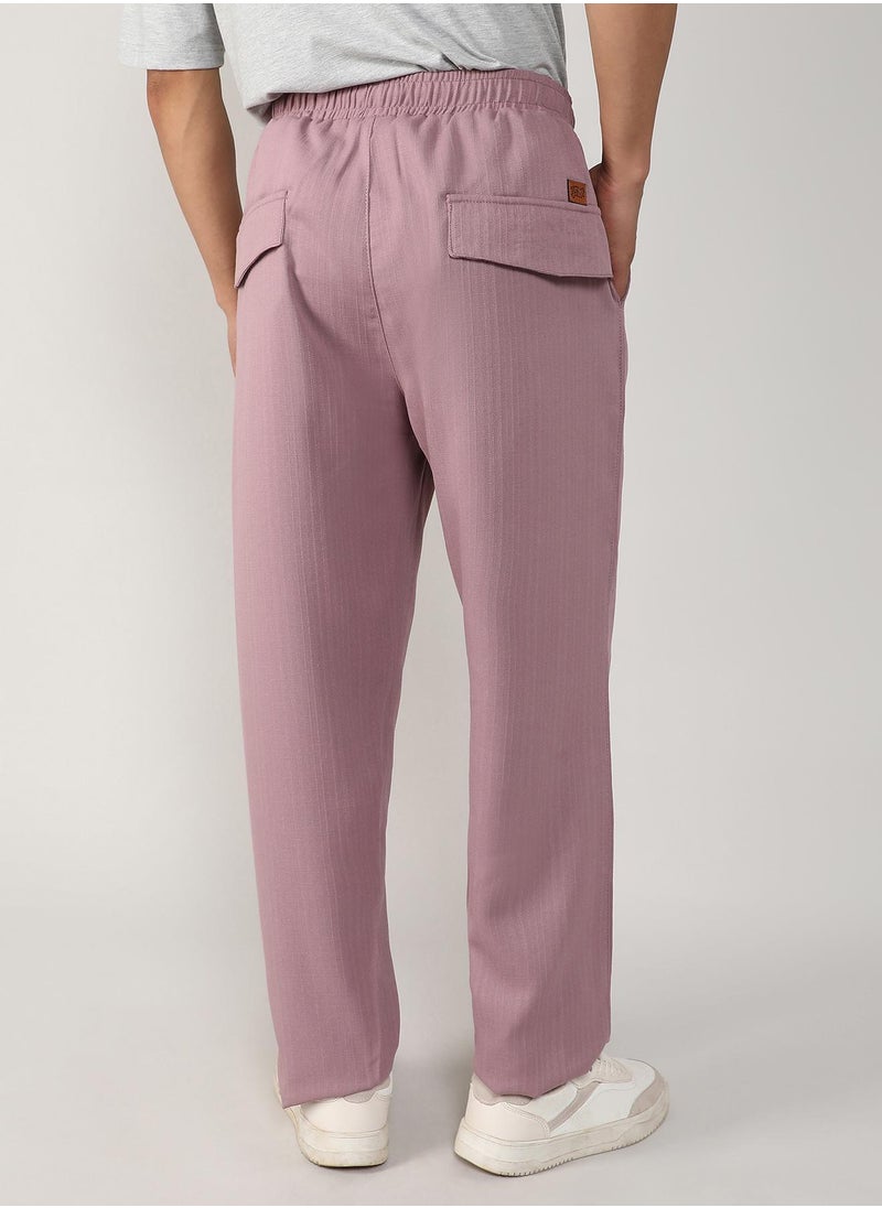 Men's Blush Pink Tailored Linen-Blend Trousers