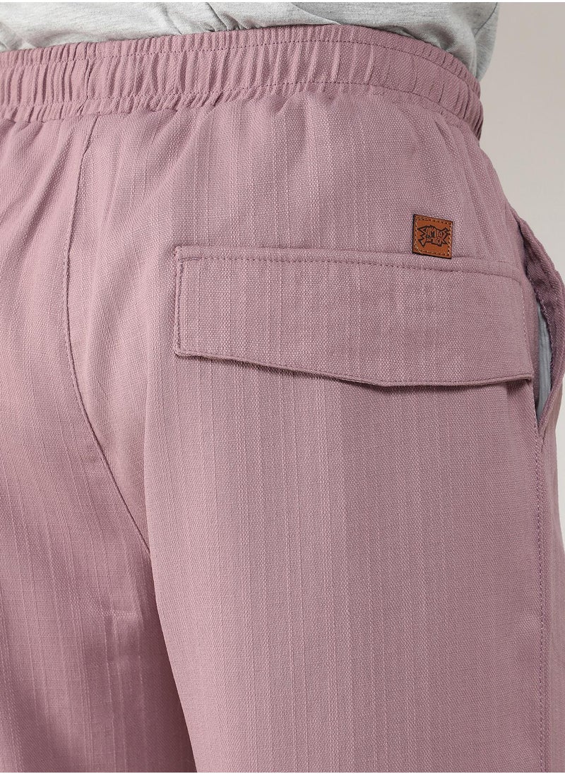 Men's Blush Pink Tailored Linen-Blend Trousers