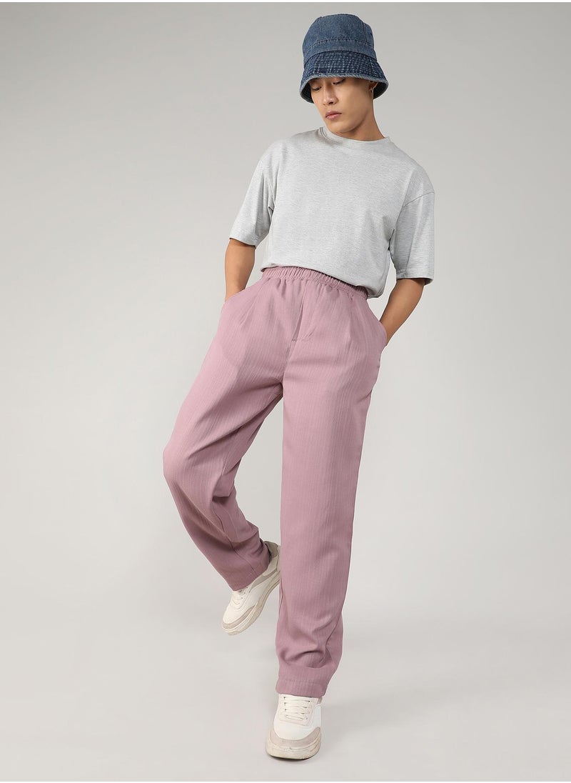 Men's Blush Pink Tailored Linen-Blend Trousers