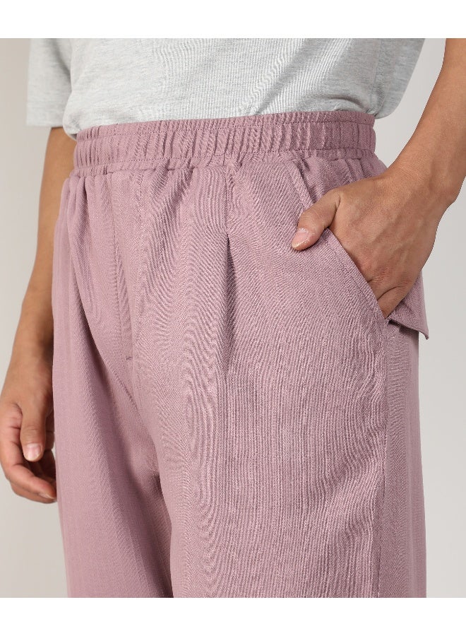 Men's Blush Pink Tailored Linen-Blend Trousers