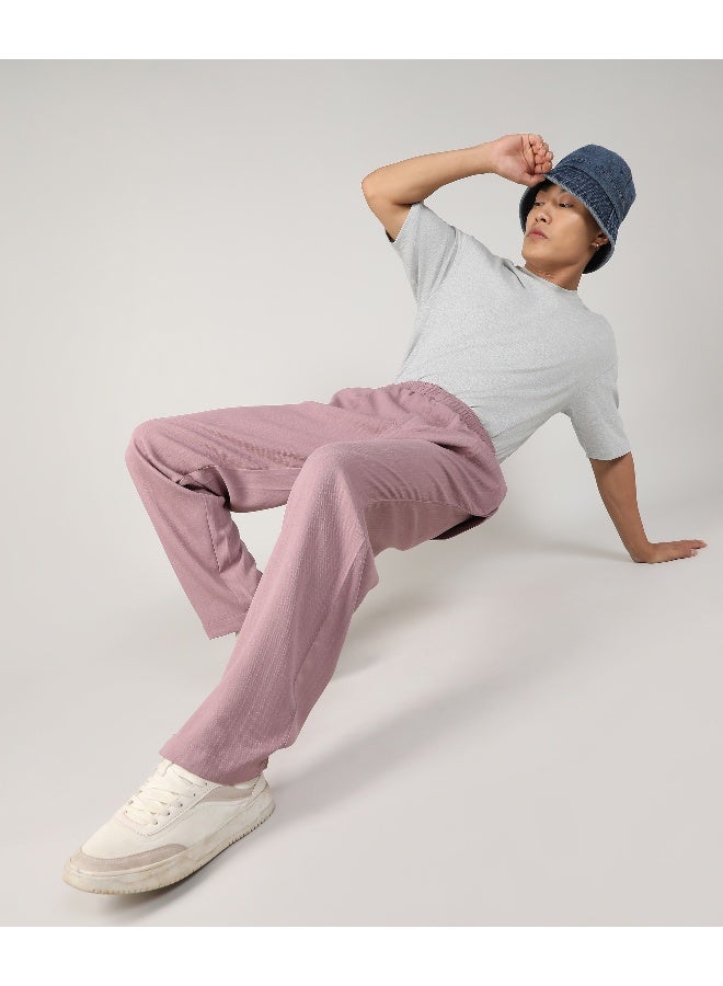 Men's Blush Pink Tailored Linen-Blend Trousers