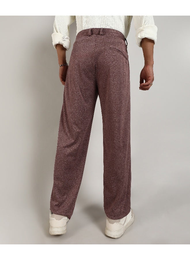 Men's Chocolate Brown Tailored Heathered Trousers