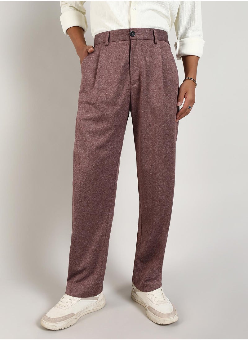 Men's Chocolate Brown Tailored Heathered Trousers