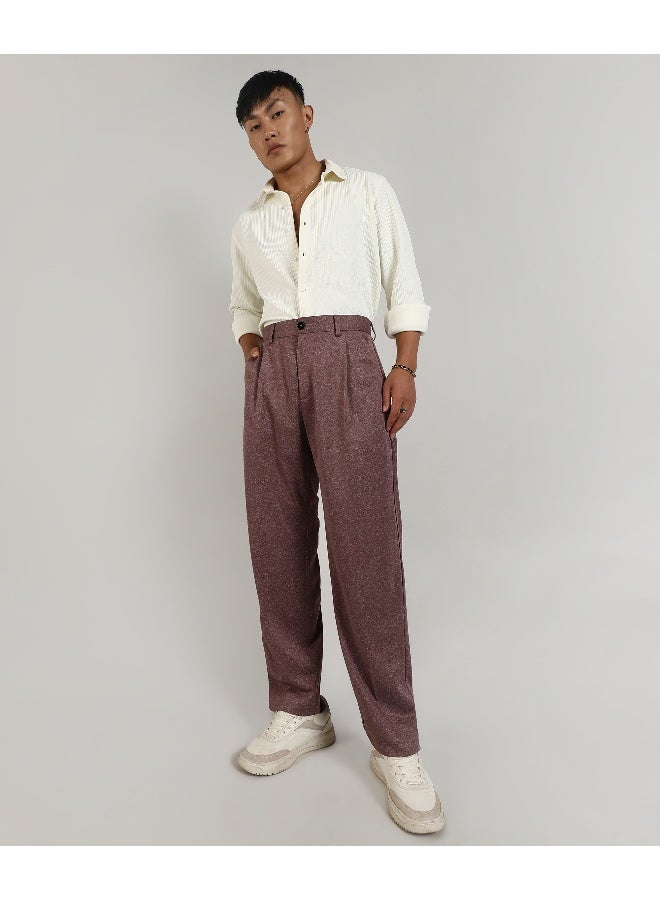 Men's Chocolate Brown Tailored Heathered Trousers