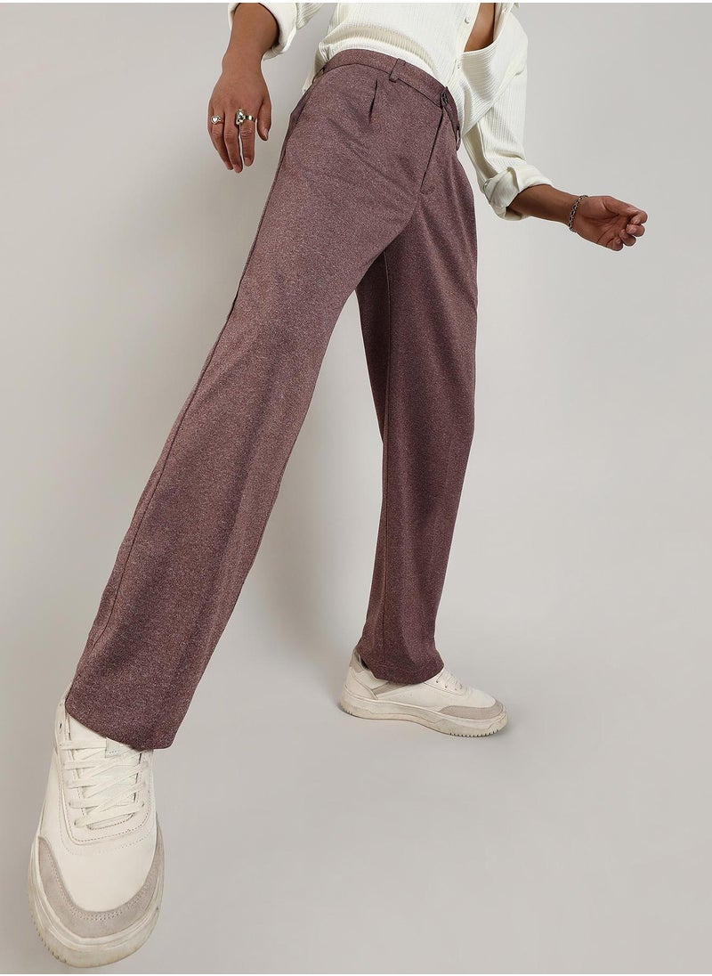 Men's Chocolate Brown Tailored Heathered Trousers