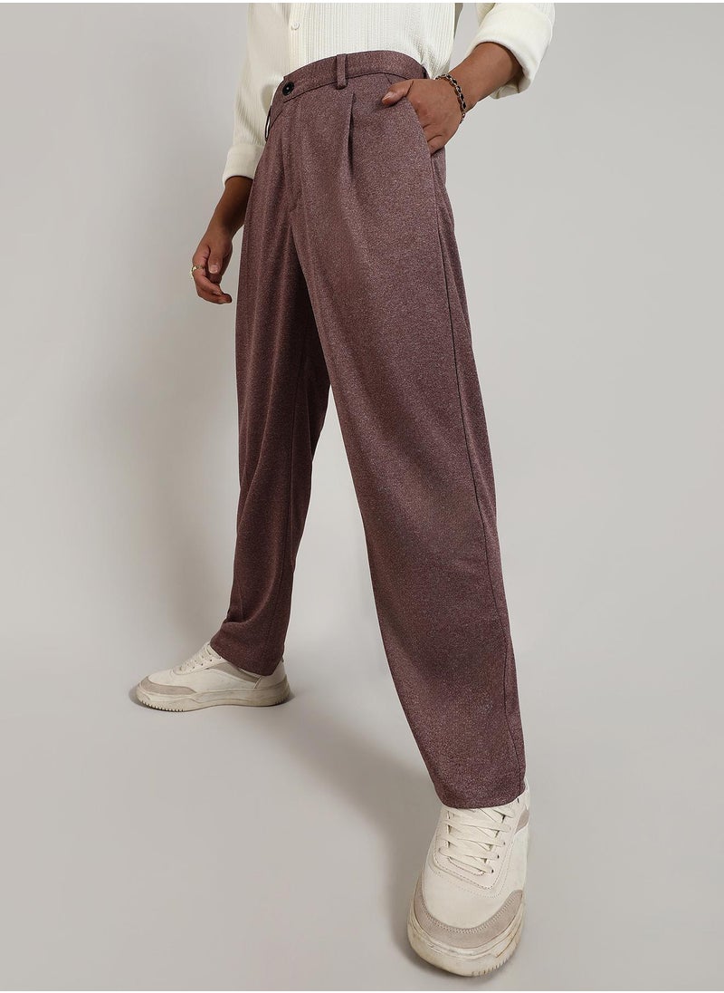 Men's Chocolate Brown Tailored Heathered Trousers