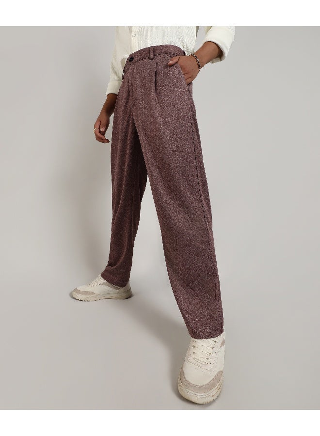 Men's Chocolate Brown Tailored Heathered Trousers