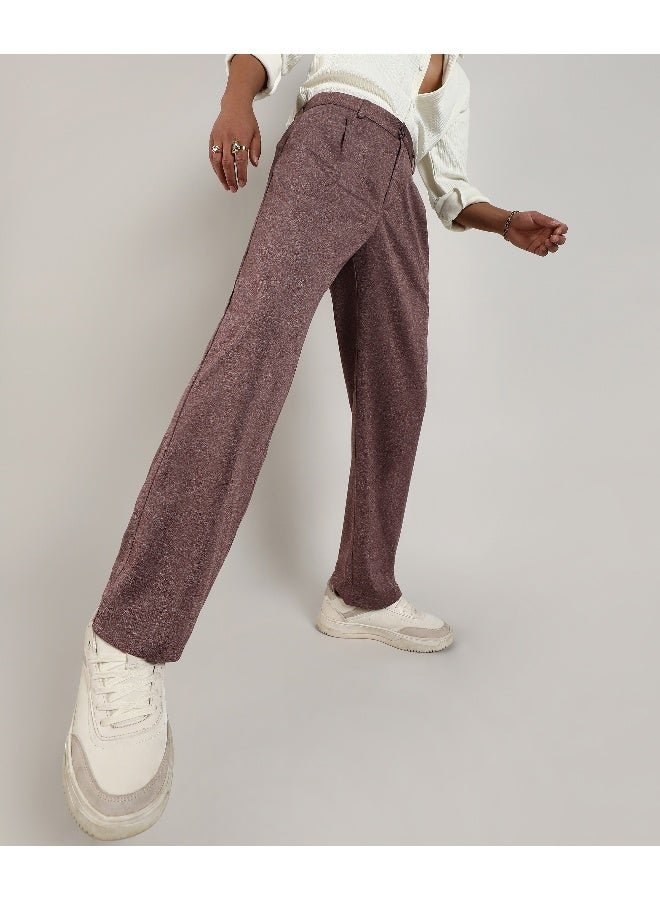 Men's Chocolate Brown Tailored Heathered Trousers