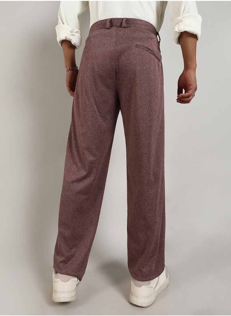 Men's Chocolate Brown Tailored Heathered Trousers