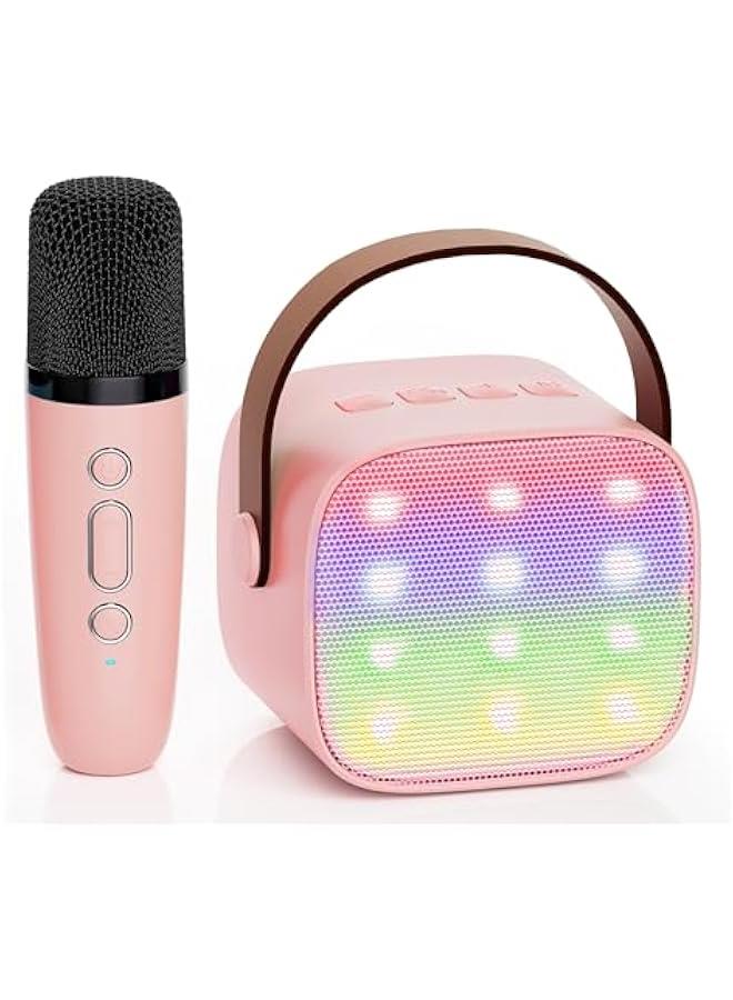 Kids Karaoke Machine, Portable Bluetooth Speaker with Wireless Microphone,  Kids Toys Gifts for Girls 4, 5, 6, 7, 8, 9, 10 +Year Old (Lightpink)