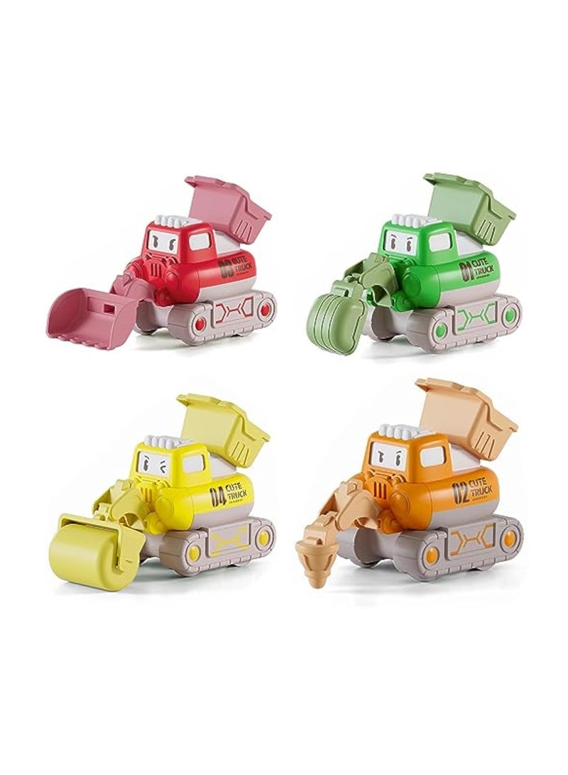 Press and Go Truck Toys 4 Pack Construction Trucks Toy for Toddlers Engineering Vehicles Toy Baby Play Vehicles Construction Cars Toys Push Go Car Toy Birthday Gift for 3+ Kids Boys Girls