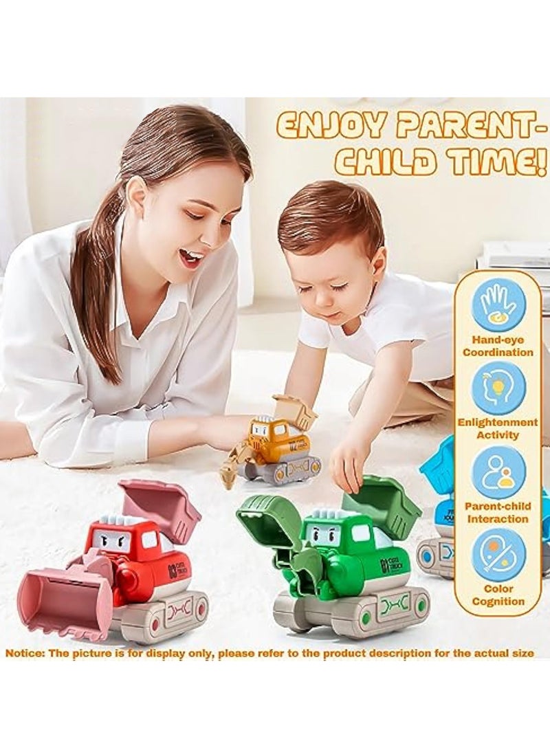 Press and Go Truck Toys 4 Pack Construction Trucks Toy for Toddlers Engineering Vehicles Toy Baby Play Vehicles Construction Cars Toys Push Go Car Toy Birthday Gift for 3+ Kids Boys Girls