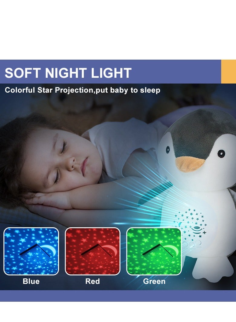 Factory Price Penguin Plush Toy With Soft Light Project and Soothing Music Gift Set