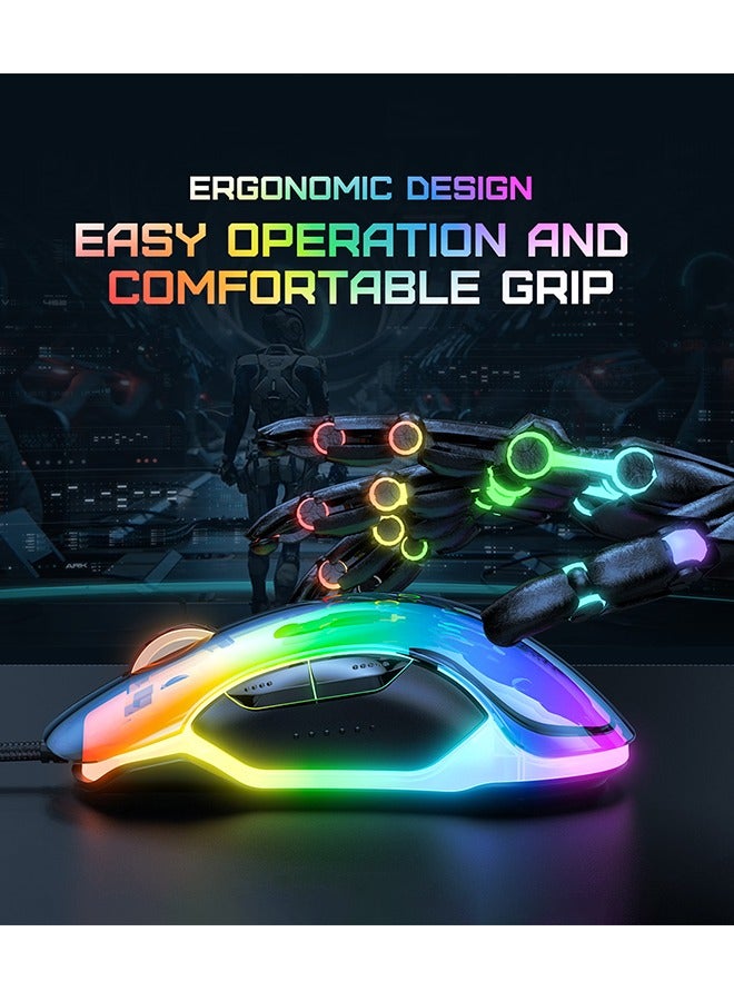 Gaming Mouse, Wired Gaming Mice 12,800 DPI Sensor, 8 Buttons High Precision Programmable Computer Gaming Mice Lightweight Gaming Mice Ergonomic Computer Mouse Gaming for Windows/PC/Mac/Laptop Gamer