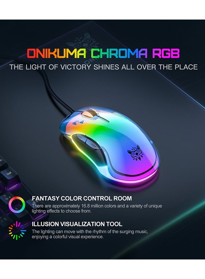 Gaming Mouse, Wired Gaming Mice 12,800 DPI Sensor, 8 Buttons High Precision Programmable Computer Gaming Mice Lightweight Gaming Mice Ergonomic Computer Mouse Gaming for Windows/PC/Mac/Laptop Gamer