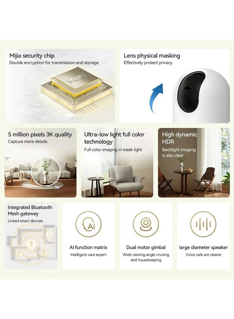 Smart Camera C500 Pro 5MP HDR Pet detection WiFi FullColor Night Vision Alexa Google Assistant Control-White