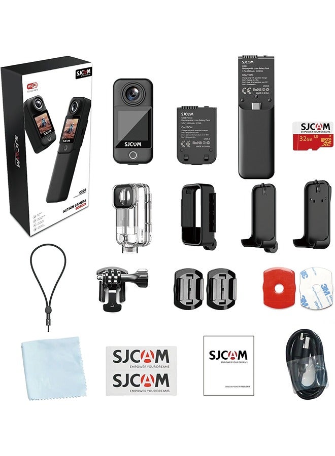 SJCAM C300 4K30fps Action Camera 3800mAh Battery Sport Camera with Touch Screen 8xZoom 96ft Underwater Camera Accessories Kit for Outdoors Activities