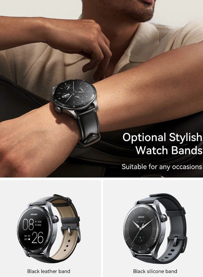 350 mAh 48mm JR-FC2 Pro Classic Series Smart Watches for Men & Women Smartwatch with Bluetooth Make/Answer Calls Fitness Modes and Sleep Modes Multi-app Message Reminder and languages Arabic, English Etc.. Grey