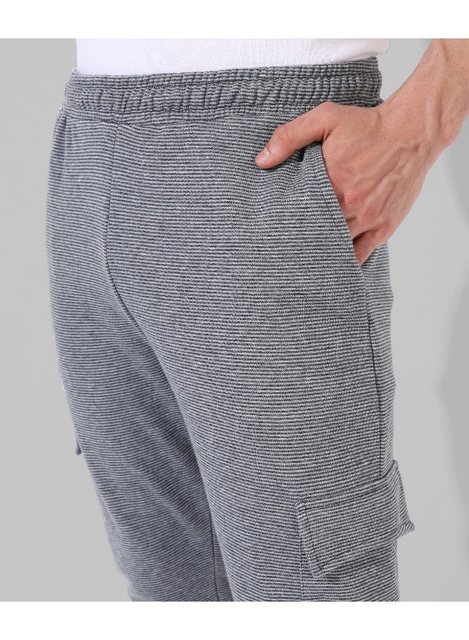 Men's Grey Solid Regular Fit Trackpants