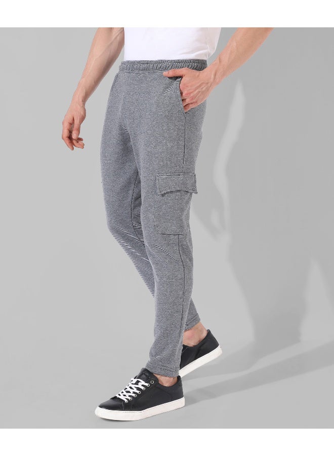 Men's Grey Solid Regular Fit Trackpants