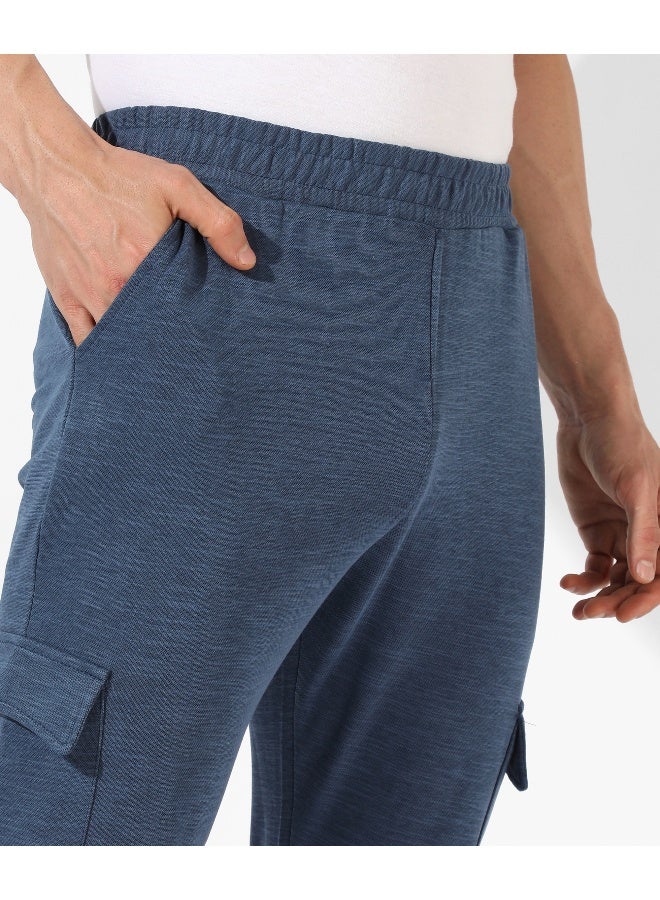 Men's Blue Solid Regular Fit Trackpants