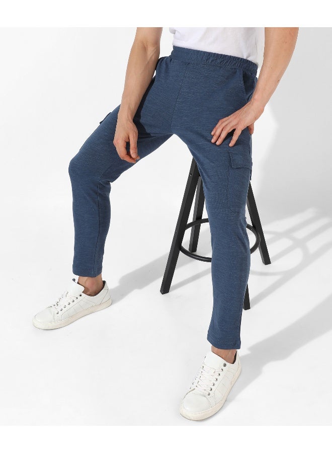 Men's Blue Solid Regular Fit Trackpants