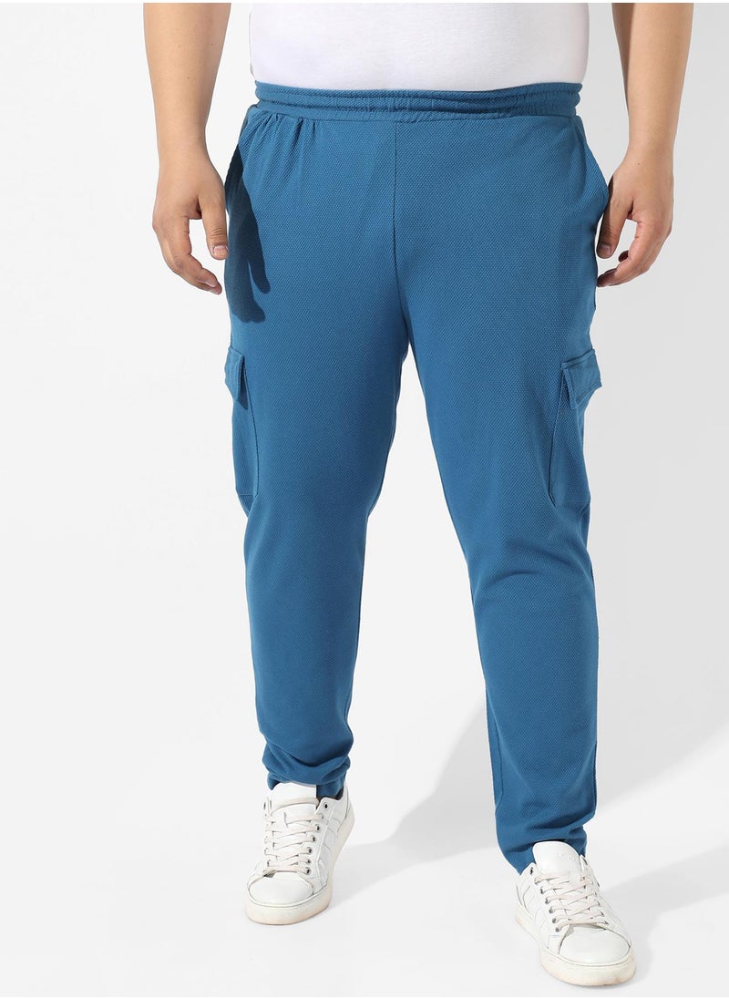 Men's Solid Blue Regular Fit Trackpants