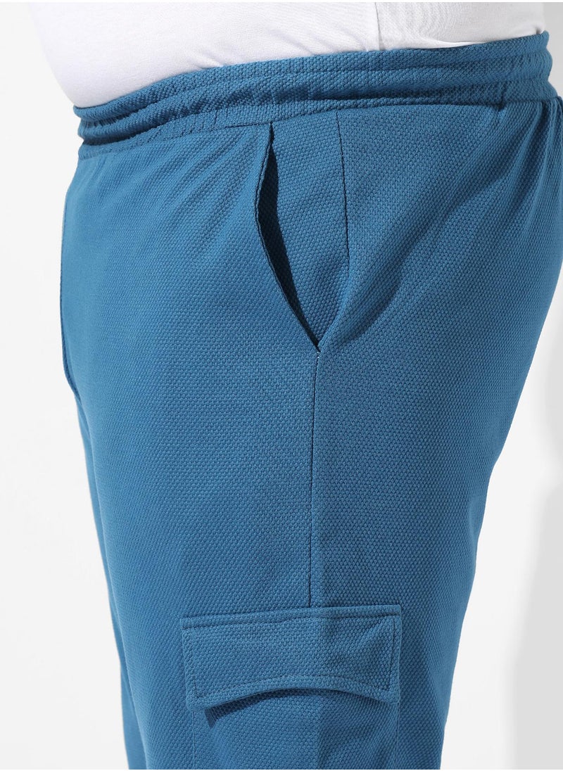 Men's Solid Blue Regular Fit Trackpants