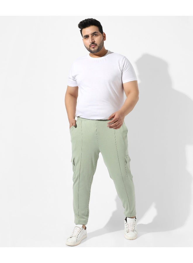 Men's Solid Sage Green Regular Fit Trackpants