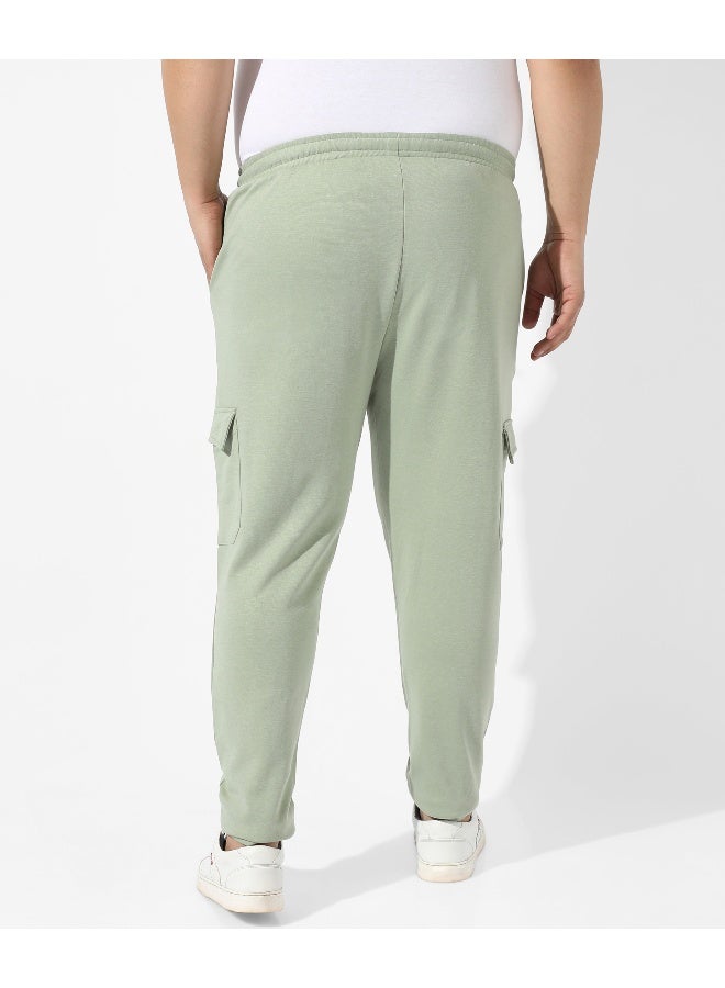 Men's Solid Sage Green Regular Fit Trackpants