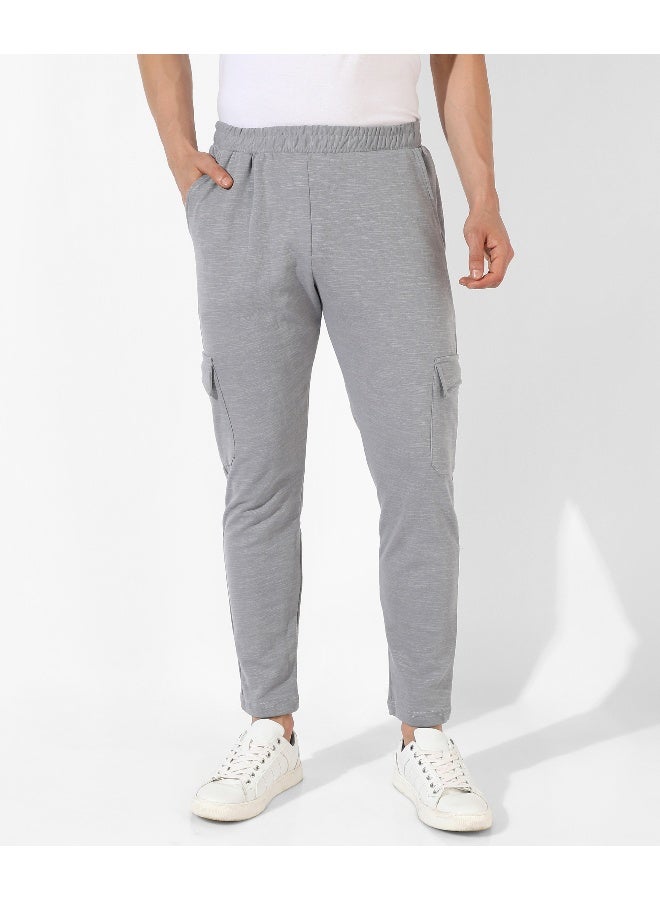 Men's Grey Solid Regular Fit Trackpants