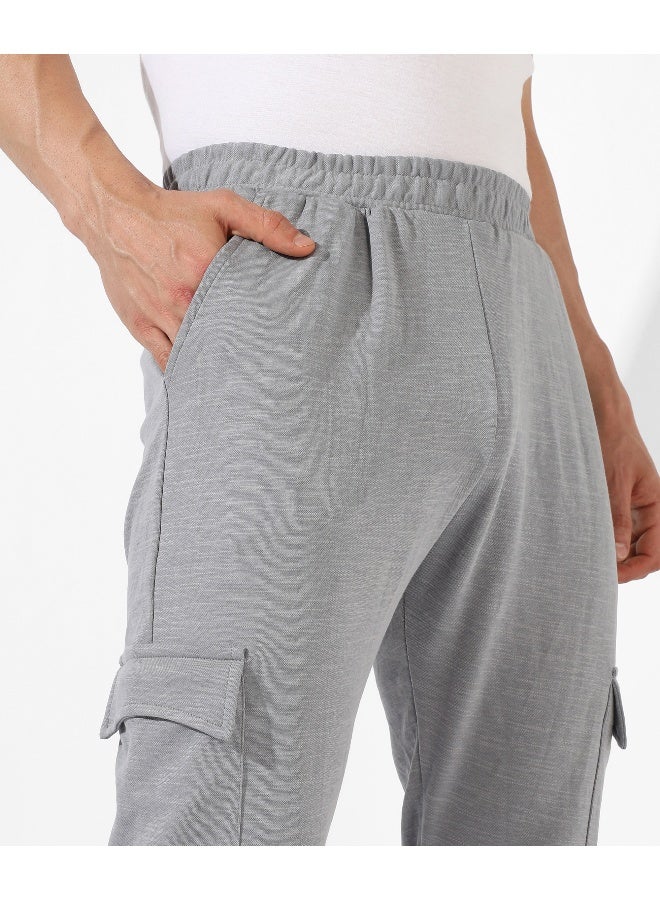 Men's Grey Solid Regular Fit Trackpants