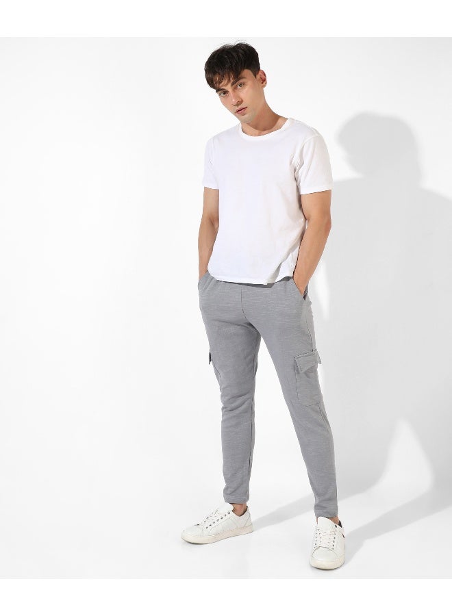 Men's Grey Solid Regular Fit Trackpants