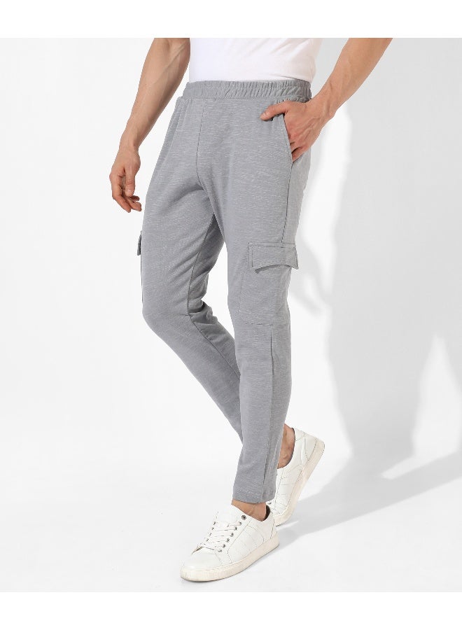 Men's Grey Solid Regular Fit Trackpants