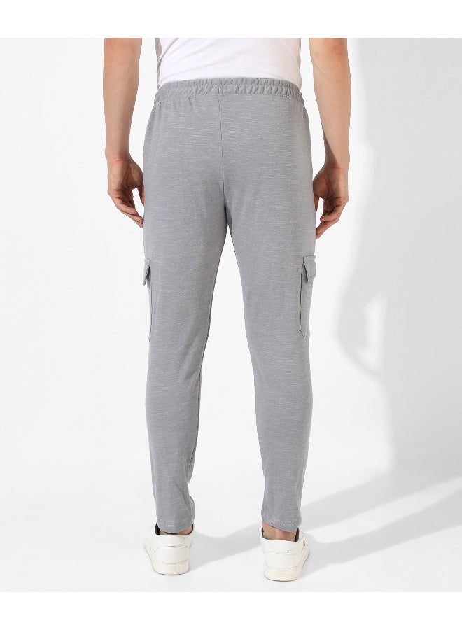 Men's Grey Solid Regular Fit Trackpants