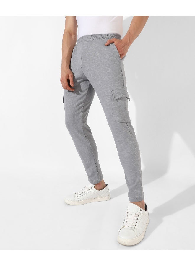 Men's Grey Solid Regular Fit Trackpants