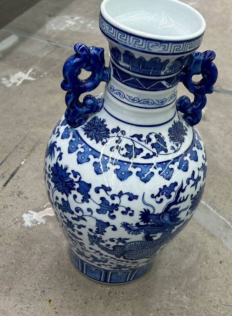 Ceramic Vase Chinoiserie with Dragon  Unique Chinoiserie design featuring a dragon motif