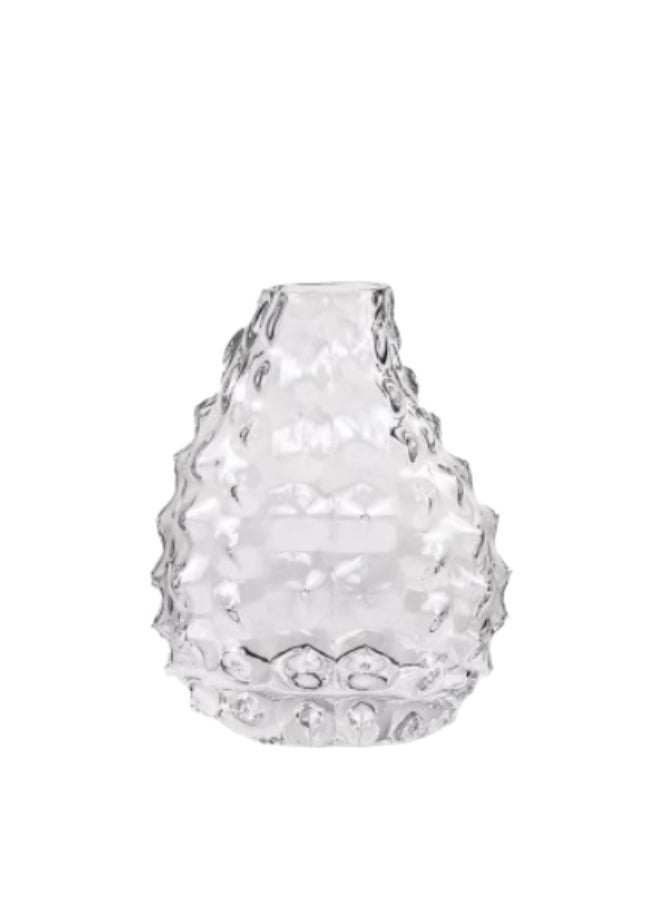 Glass Vase Textured Transparent  Transparent textured glass vase, ideal for contemporary decor