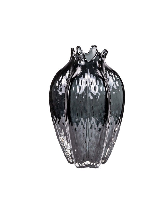 Glass Vase Wood Stand  Glass vase with a stylish wood stand, adds natural elegance to decor