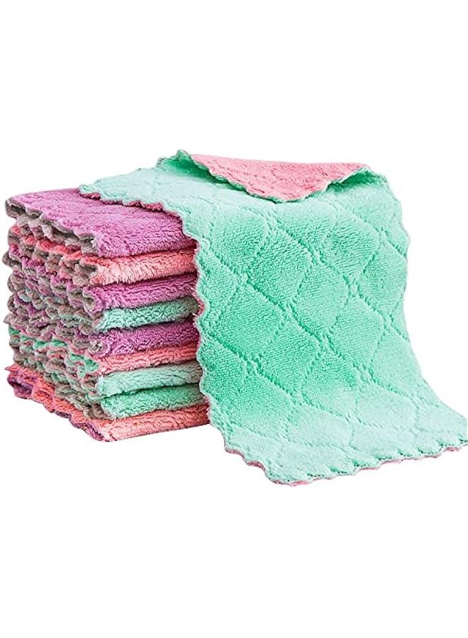 Kitchen Towels - 12 Pack Dish Towels - Premium Reusable Microfiber Cleaning Cloth, Super Absorbent and Fast Drying Dish Cloths for Kitchen, Non Stick Oil and No Odor Kitchen Dish Towels Sets