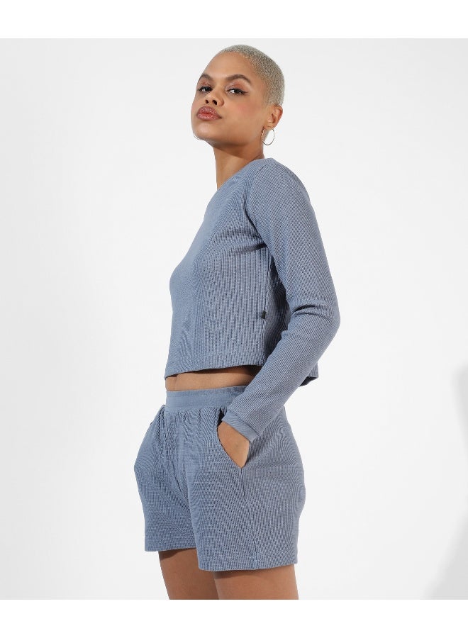 Women's Solid Blue Regular Fit Co-Ords Set