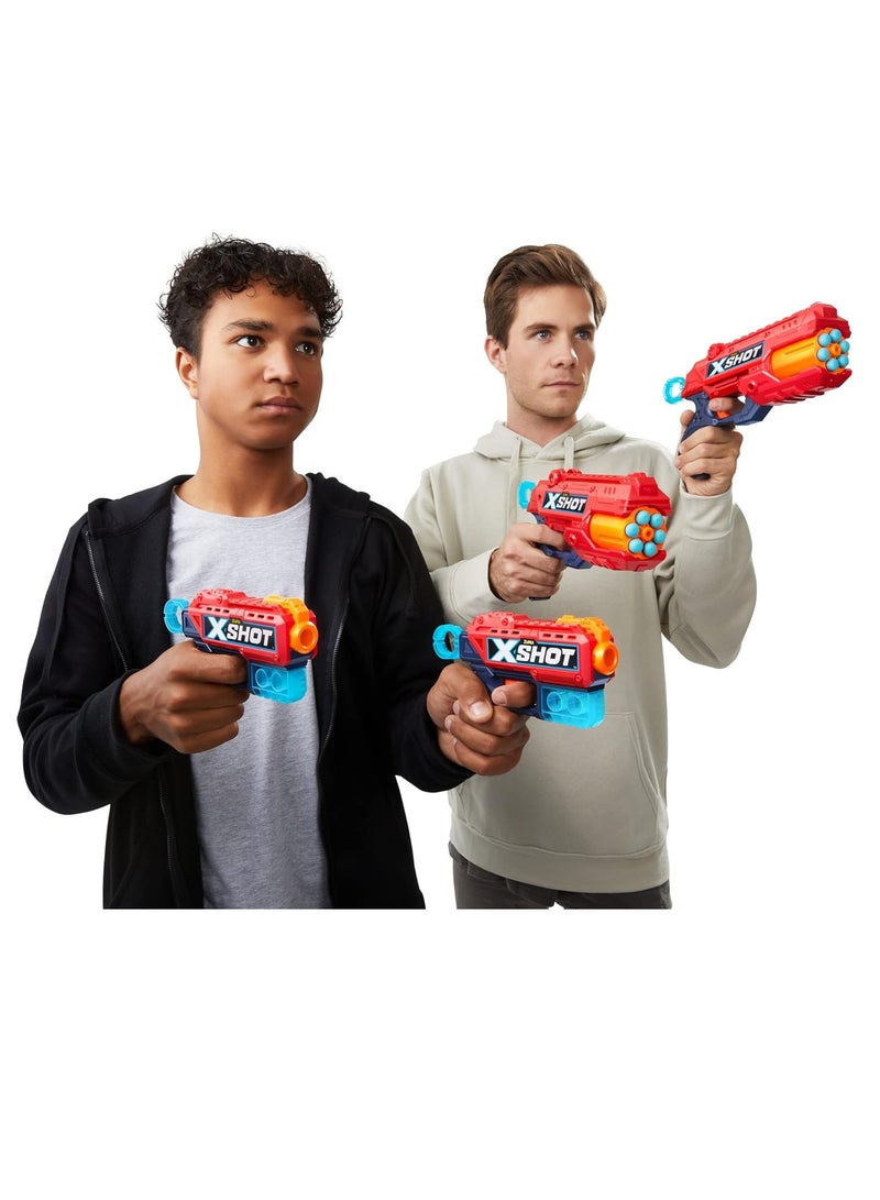 X-Shot Excel | Double Reflex 6 & Kickback Blaster Combo Pack | 48 Darts & 3 Cans | Action Aiming Game for Kids, Teens & Adults | Outdoor Activities | Ages 8+